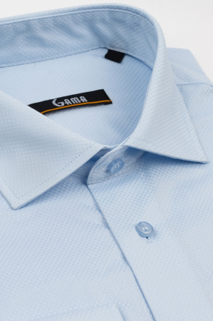 Camasa regular fit  bleu cu model in tesatura [2]