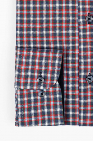 Camasa regular fit bleumarin cu carouri rosii si albe [1]