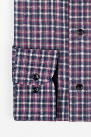 Camasa regular fit bleumarin cu carouri roz si albe [1]