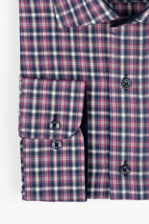 Camasa regular fit bleumarin cu carouri roz si albe 3XL-4XL [1]