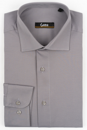Camasi barbati - Camasa regular fit gri clasica cu lycra