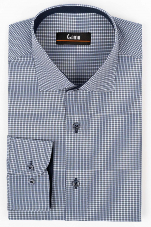 Camasa regular fit gri cu carouri albe [0]