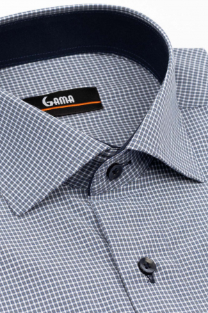 Camasa regular fit gri cu carouri albe [2]