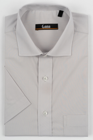 Camasi barbati - Camasa regular fit  gri cu maneca scurta 2XL-4XL
