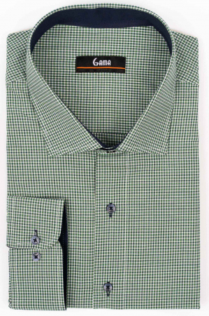 Camasa regular fit verde cu carouri albe si bleumarin 3XL-4XL [0]