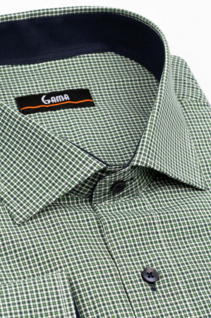 Camasa regular fit verde cu carouri albe si bleumarin 3XL-4XL [2]