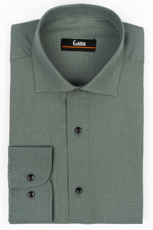 Camasa regular fit verde cu imprimeu bleumarin [0]