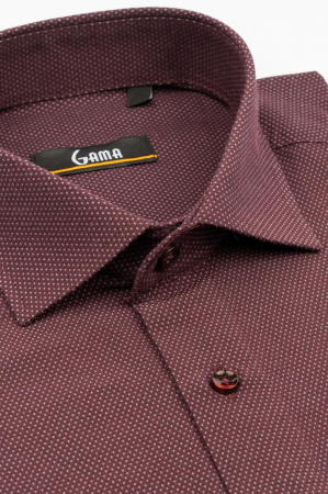 Camasa regular fit visiniu cu imprimeu alb [2]