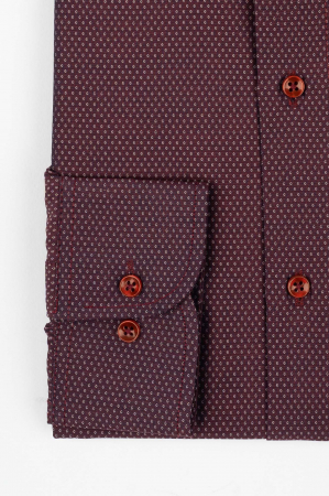 Camasa regular fit visiniu cu imprimeu alb 2XL [1]