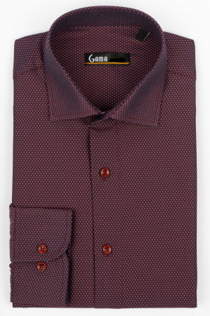 Camasa regular fit visiniu cu imprimeu alb 2XL [0]