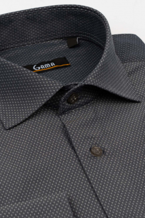Camasa regular fit gri cu imprimeu geometric alb [1]