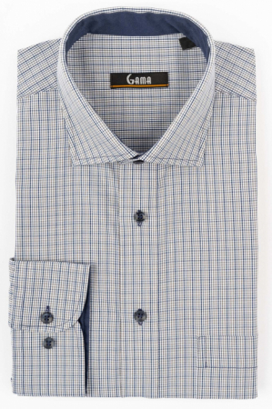 Camasa regular cu carouri gri si bleumarin 3XL [2]