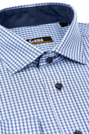 Camasa regular maneca lunga albastra cu carouri bleumarin [1]