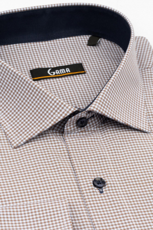 Camasa regular maro cu carouri bleu si albe 2XL-3XL [2]