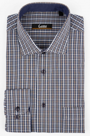 Camasa regular maro cu carouri bleumarin si albe [0]