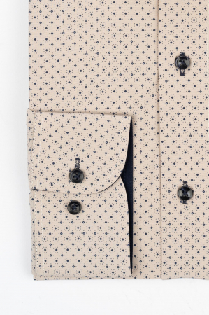 Camasa regular maro deschis cu imprimeu bleumarin [1]