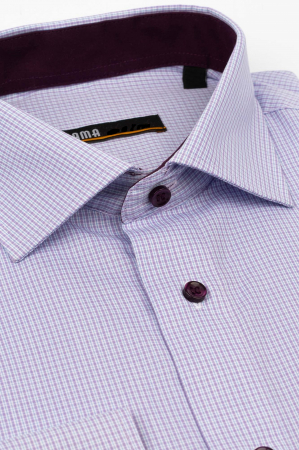 Camasa regular fit  mov cu carouri albe si bleu 2XL [1]