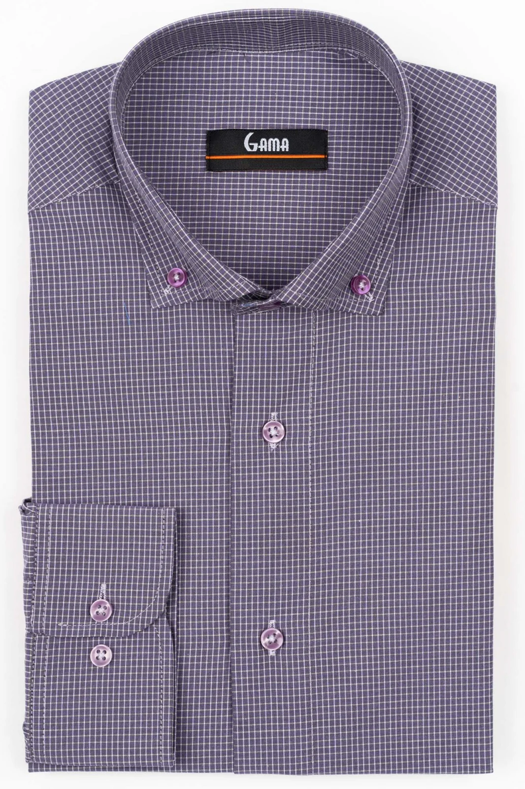 Camasi marimi mari - Camasa regular mov cu carouri lila si gri 2XL-3XL