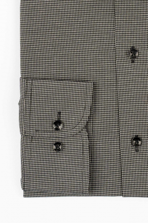 Camasa regular fit  neagra cu carouri mici albe [1]