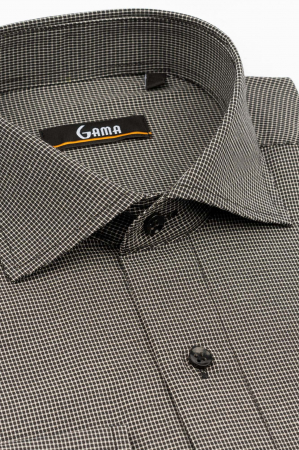 Camasa regular fit  neagra cu carouri mici albe [2]