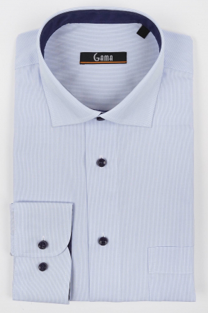 Camasa regular office alba cu dungi bleu [3]