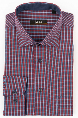 Camasa regular rosie cu carouri bleu [2]