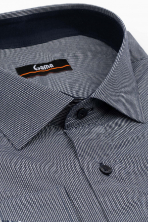 Camasa regulat fit bleumarin cu carouri mici albe  4XL [2]