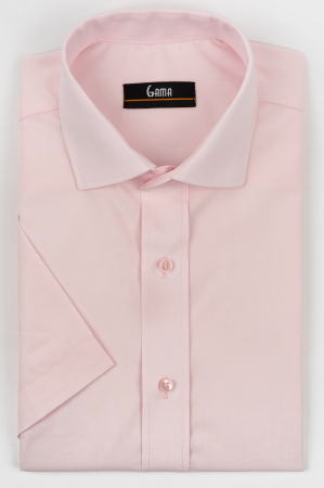 Camasi maneca scurta - Camasa roz regular fit cu maneca scurta