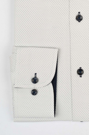 Camasa slim fit alba cu imprimeu geometric negru [2]