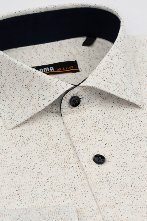 Camasa slim alba cu imprimeuri maro si albastru [2]