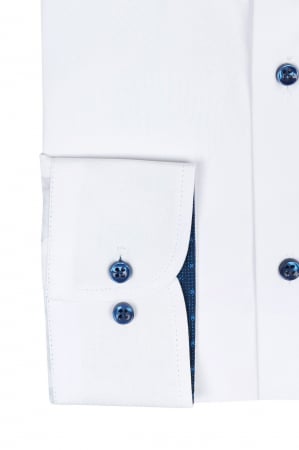 Camasa slim alba cu insertie in contrast la guler [2]