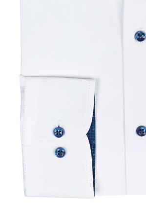 Camasa regular fit alba cu insertie in contrast la guler [2]