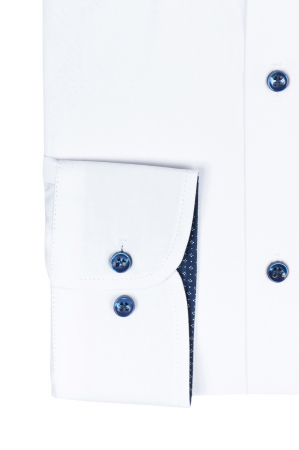 Camasa slim alba cu nasturi in contrast [2]