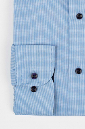 Camasa slim fit  bleu  cu carouri albe [1]