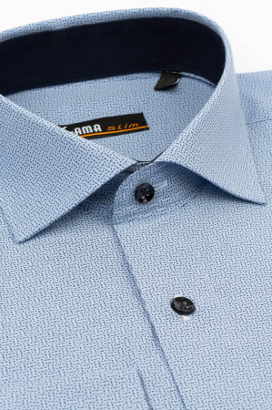 Camasa slim bleu cu picouri bleumarin [2]