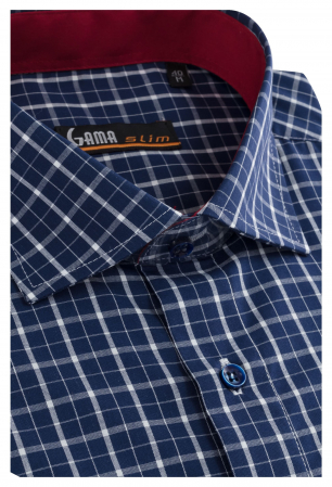 Camasa slim bleumarin cu carouri [1]