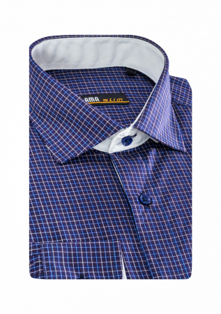 Camasa slim fit  bleumarin cu carouri [1]