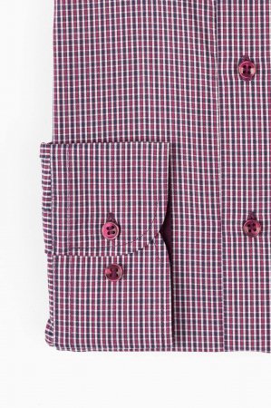 Camasa slim bordo cu carouri mici [2]