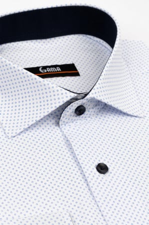 Camasa slim fit alba cu cercuri bleu 2XL [1]