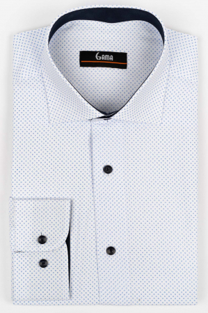Camasi barbati - Camasa slim fit alba cu cercuri bleu 2XL