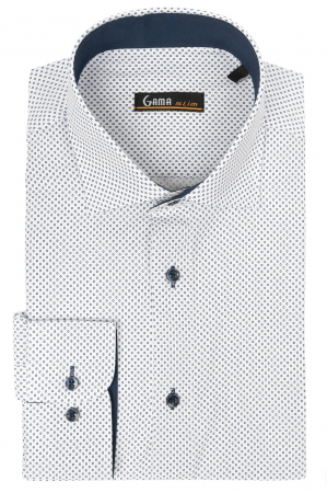 Camasa slim fit alba cu cercuri bleumarin inchis [1]
