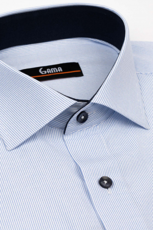 Camasa slim fit alba cu dungi bleu [2]