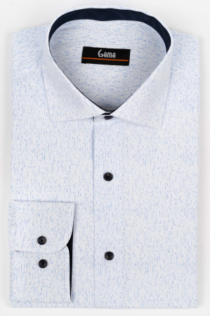 Camasa slim fit alba cu imprimeu bleu [0]
