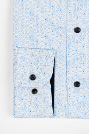 Camasa slim fit alba cu imprimeu geometric bleu 2XL [2]