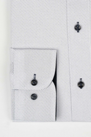 Camasa slim fit alba cu imprimeu geometric bleumarin [2]