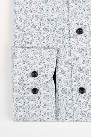 Camasa slim fit alba cu imprimeu geometric bleumarin si turcoaz [2]