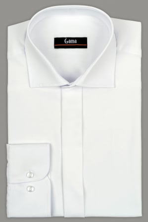 Camasi barbati - Camasa slim fit alba cu nasturi ascunsi