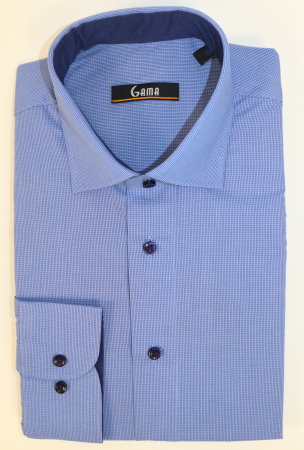 Camasa regular fit albastra cu carouri bleumarin [0]