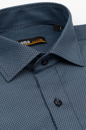 Camasa slim fit albastru cu picouri gri [1]