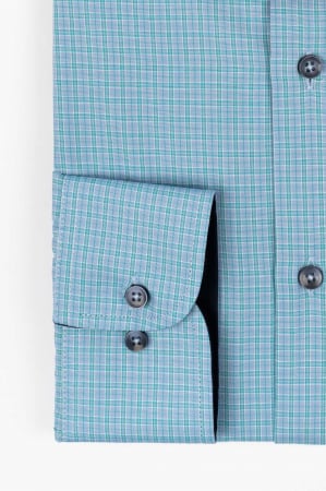 Camasa slim fit bleu cu carouri verzi [1]